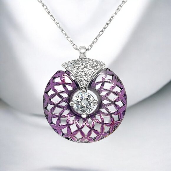 Jewelry - NWOT Elegant S925 Cubic Zirconia Purple Necklace